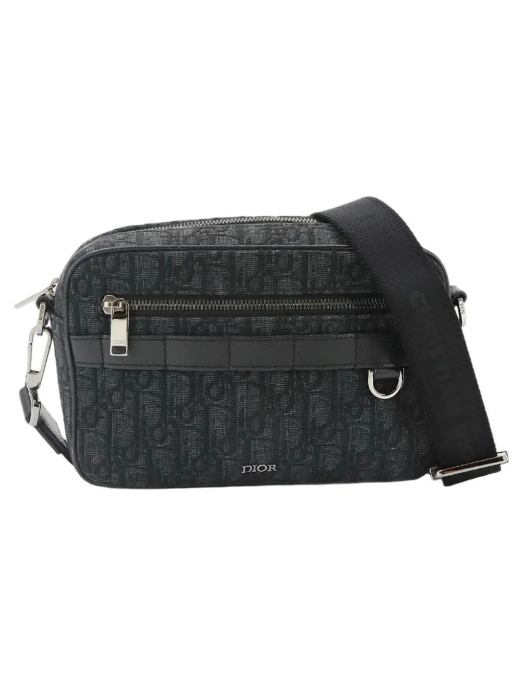 Dior Oblique Safari Shoulder Bag Canvas Leather Black